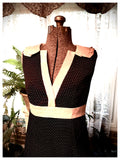 Black & Cream Collar Dress Size 8 Large